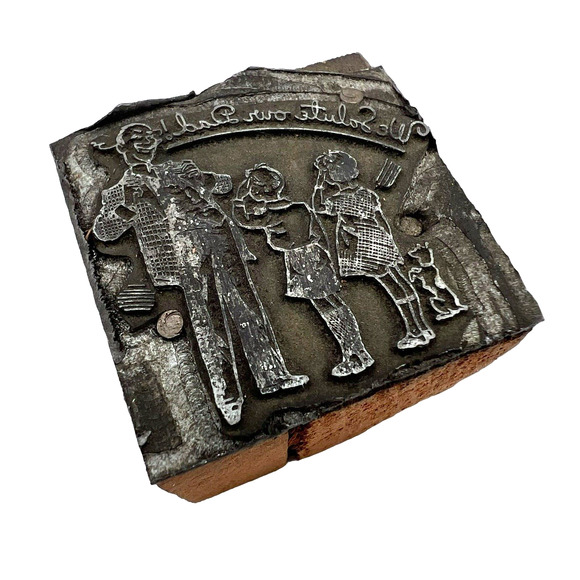 Vintage "We Salute Our Dad!" Family Letterpress Metal & Wood Printing Block - Picture 2 of 4